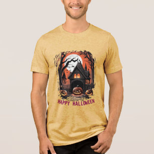 Halloween Haunted House Tri-Blend Shirt