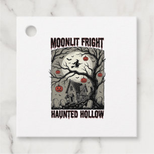Halloween Haunted House Vintage Engraving Moon Shi Favour Tags