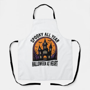 Halloween Haunted House Vintage Engraving Spooky A Apron