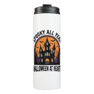 Halloween Haunted House Vintage Engraving Spooky A Thermal Tumbler