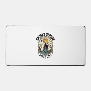Halloween Haunted House Vintage Engraving Spooky J Desk Mat