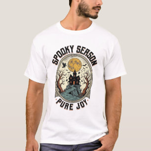 Halloween Haunted House Vintage Engraving Spooky J T-Shirt