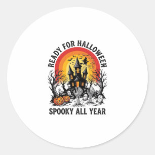 Halloween Haunted House Vintage Scary Ready Shirt_ Classic Round Sticker