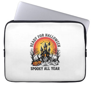 Halloween Haunted House Vintage Scary Ready Shirt_ Laptop Sleeve