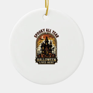 Halloween Haunted House Vintage Spooky All Year_1 Ceramic Ornament