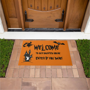 Halloween Haunted House Welcome Door Mat