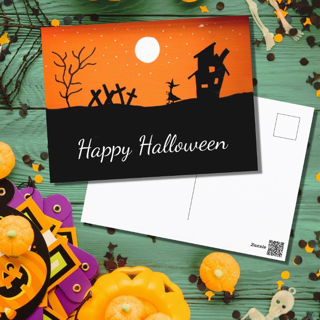 Halloween Haunted House Witch  Postcard (Creator Uploaded)