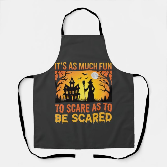 Halloween Haunted House Witch Scare Quote Apron (Front)