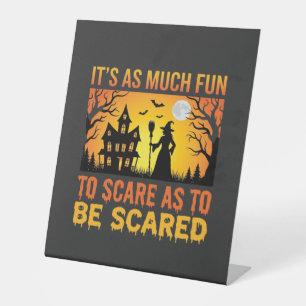Halloween Haunted House Witch Scare Quote Pedestal Sign
