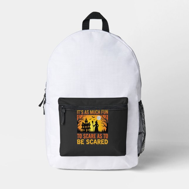 Halloween Haunted House Witch Scare Quote Printed Backpack (Front)