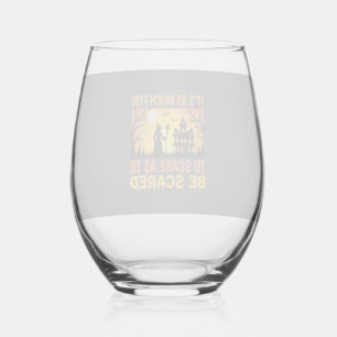 Halloween Haunted House Witch Scare Quote Stemless Wine Glass