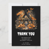Halloween Haunted House with Pumpkins & Foliage