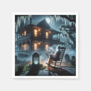 Halloween Haunted House With Tombstone Napkin
