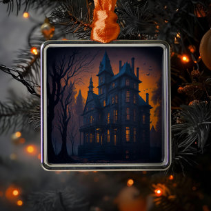 Halloween Haunted Mansion Metal Ornament