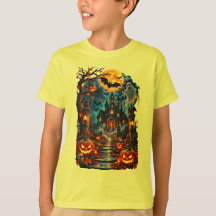  Halloween Haunted Mansion Night T-Shirt Design 
