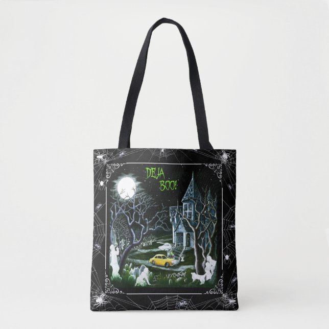 Halloween haunted mansion tote bag,ghosts bag (Front)