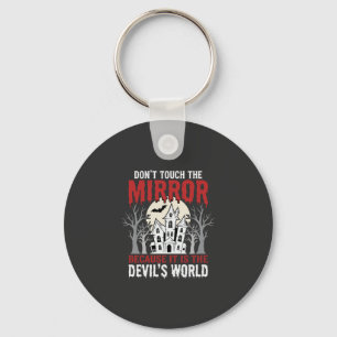 Halloween Haunted Mirror Devils World Graphic Key Ring