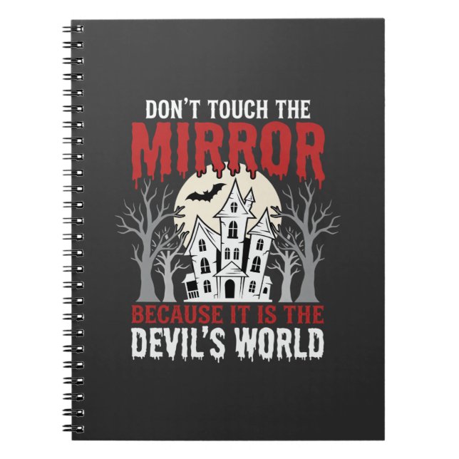 Halloween Haunted Mirror Devils World Graphic Notebook (Front)