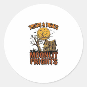 Halloween Haunted Moon Vintage Tree Night Shirt_1 Classic Round Sticker