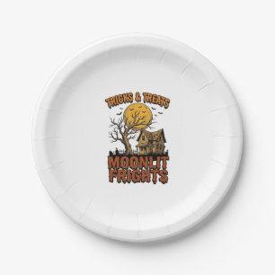 Halloween Haunted Moon Vintage Tree Night Shirt_1 Paper Plate