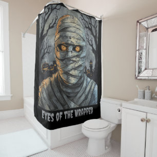 Halloween,Haunted Mummy, Eyes of the Wrapped Shower Curtain
