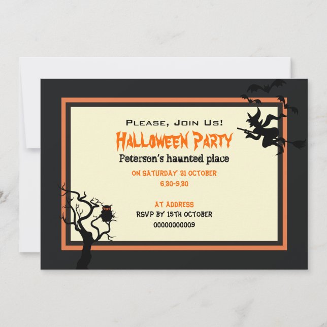 Halloween Haunted Place Party Invitation 5" x 7" (Front)