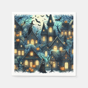 Halloween Haunted Scene Napkin