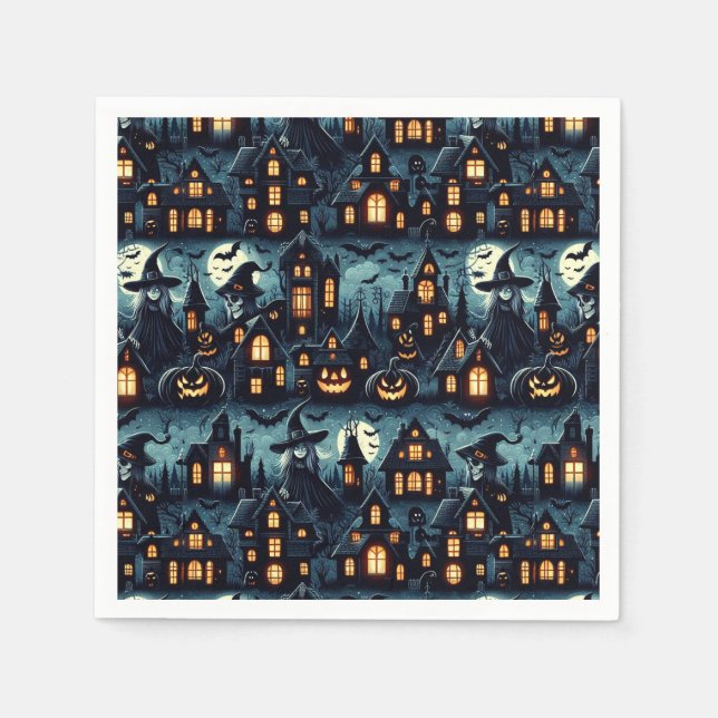 Halloween Haunted Scene Napkin (Front)