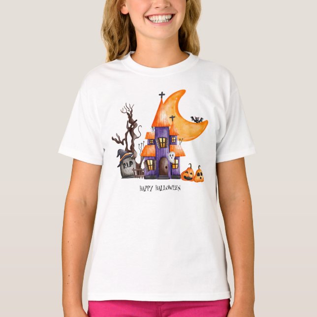  Halloween Haunted Scene  T-Shirt (Front)