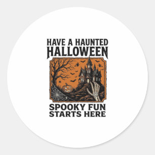 Halloween Haunted Shirt Spooky Vintage Party Desig Classic Round Sticker