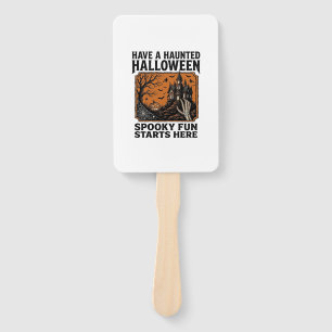 Halloween Haunted Shirt Spooky Vintage Party Desig Hand Fan