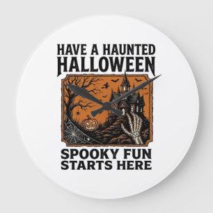 Halloween Haunted Shirt Spooky Vintage Party Desig Large Clock