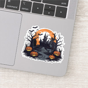 Halloween haunted spooky house sticker