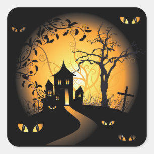 Halloween - Haunting Eyes Watching You Square Sticker