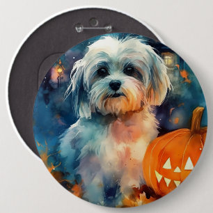 Halloween Havanese With Pumpkins Scary 6 Cm Round Badge
