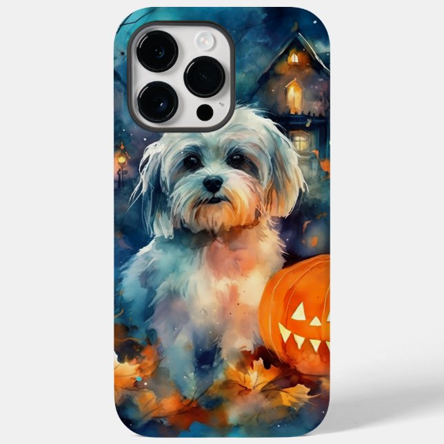 Halloween Havanese With Pumpkins Scary Case-Mate iPhone Case (Back)