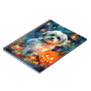 Halloween Havanese With Pumpkins Scary Notebook