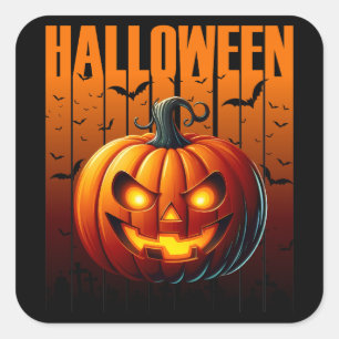 Halloween Havoc - Jacks and Bats Square Sticker