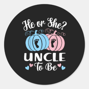 Halloween He Or She Uncle To Be Pumpkin Gender Rev Classic Round Sticker