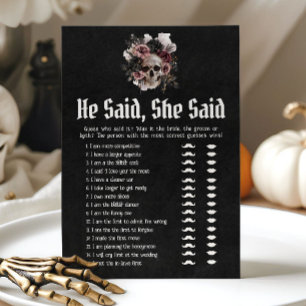 Halloween He Said, She Said Bridal Shower Game Invitation