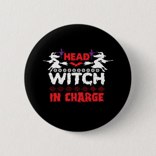Halloween Head Witch In Charge Birthday 6 Cm Round Badge