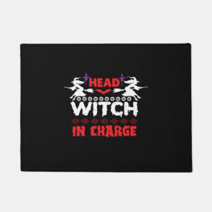 Halloween Head Witch In Charge Birthday Doormat