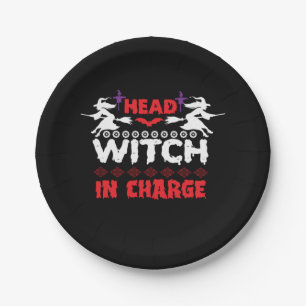 Halloween Head Witch In Charge Birthday Paper Plate