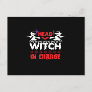 Halloween Head Witch In Charge Birthday Postcard