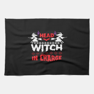 Halloween Head Witch In Charge Birthday Tea Towel