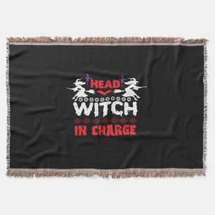 Halloween Head Witch In Charge Birthday Throw Blanket