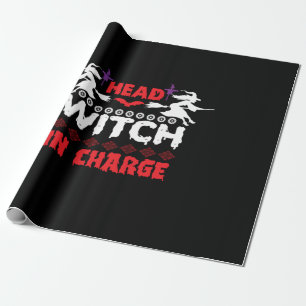 Halloween Head Witch In Charge Birthday Wrapping Paper