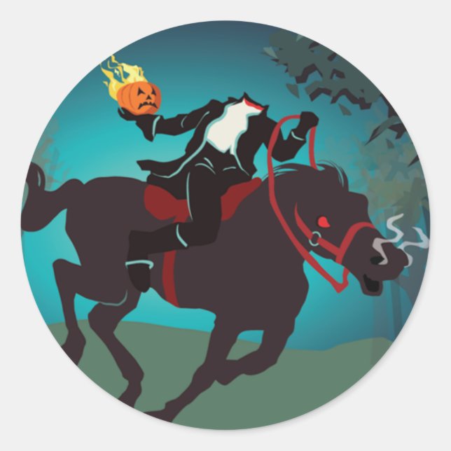 Halloween Headless Horseman Classic Round Sticker (Front)