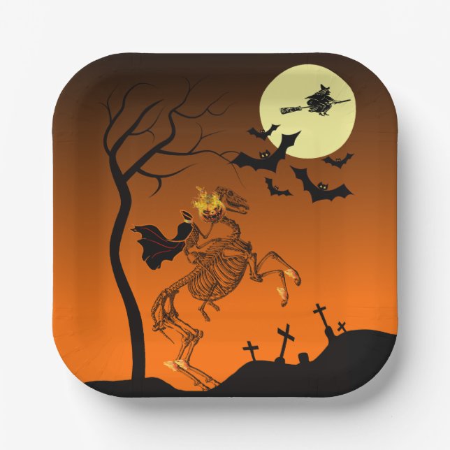 Halloween Headless Horseman Paper Plate (Front)