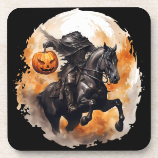 Halloween Headless Horseman With Pumpkin Head Coaster